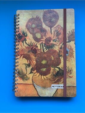 Van Gogh Sunflowers Hardcover Wirebound Journal Lined Pages Elastic Closure 8"